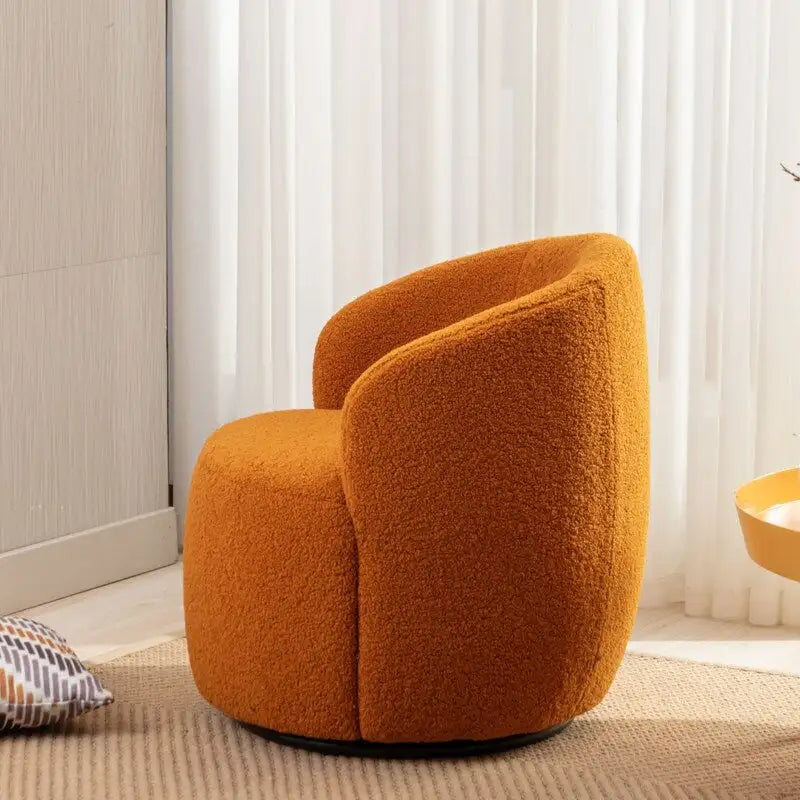 Fauteuil baril pivotant à 360° en tissu Teddy, 1 place – Plusieurs coloris