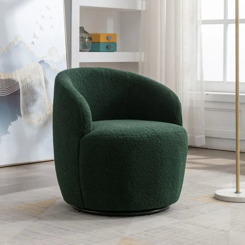 Fauteuil baril pivotant à 360° en tissu Teddy, 1 place – Plusieurs coloris