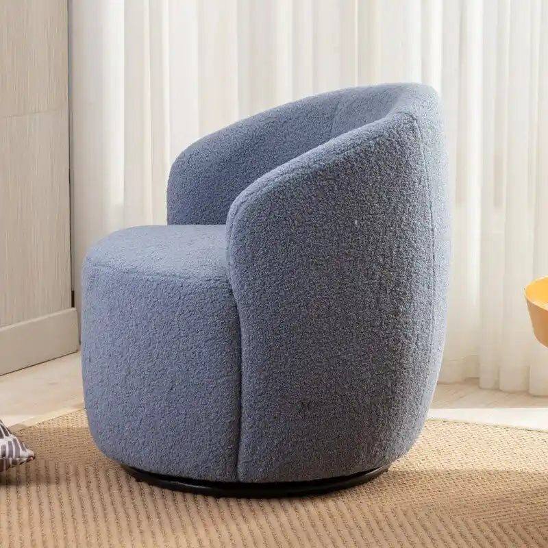 Fauteuil baril pivotant à 360° en tissu Teddy, 1 place – Plusieurs coloris