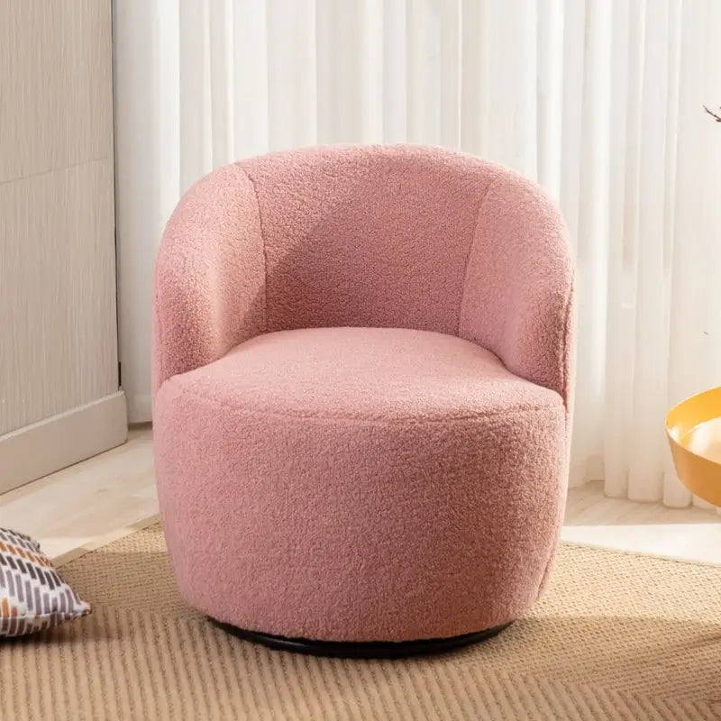 Fauteuil baril pivotant à 360° en tissu Teddy, 1 place – Plusieurs coloris