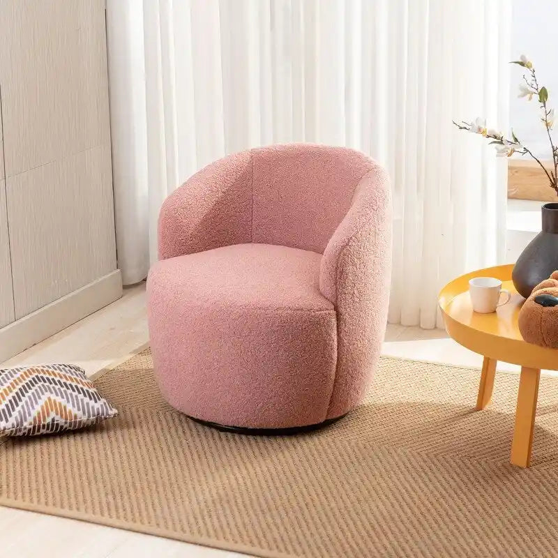 Fauteuil baril pivotant à 360° en tissu Teddy, 1 place – Plusieurs coloris