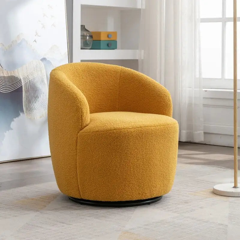 Fauteuil baril pivotant à 360° en tissu Teddy, 1 place – Plusieurs coloris
