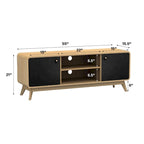Meuble TV blanc de style Mid-Century avec 2 tiroirs, convient aux téléviseurs jusqu'à 60 pouces