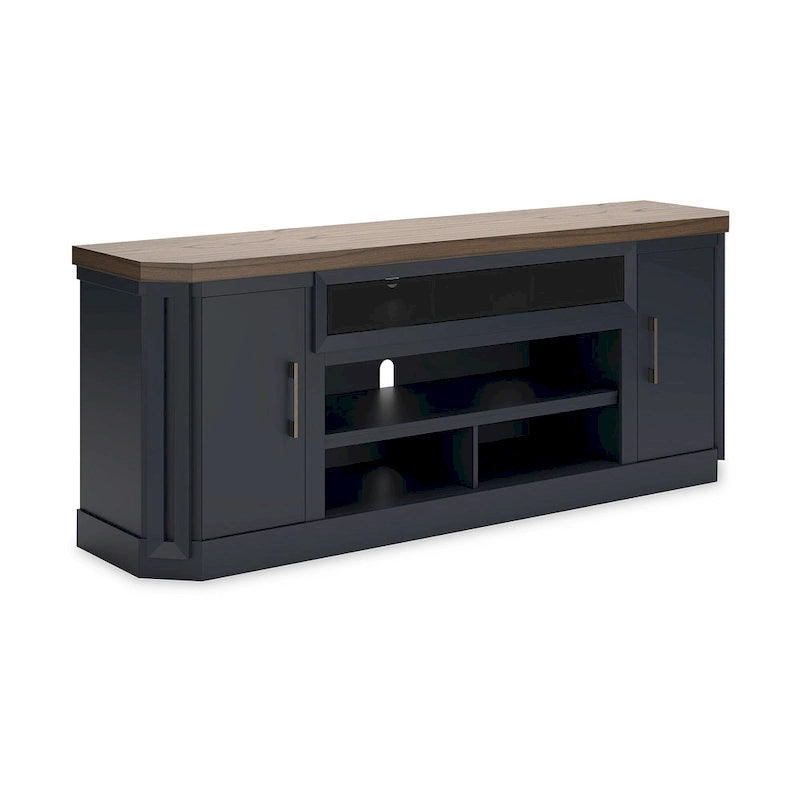 Meuble TV marron et bleu, 210 cm