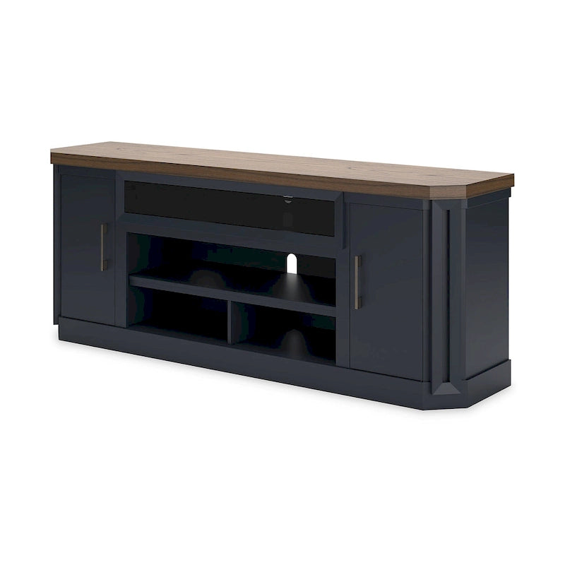 Meuble TV marron et bleu, 210 cm
