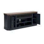 Meuble TV marron et bleu, 210 cm