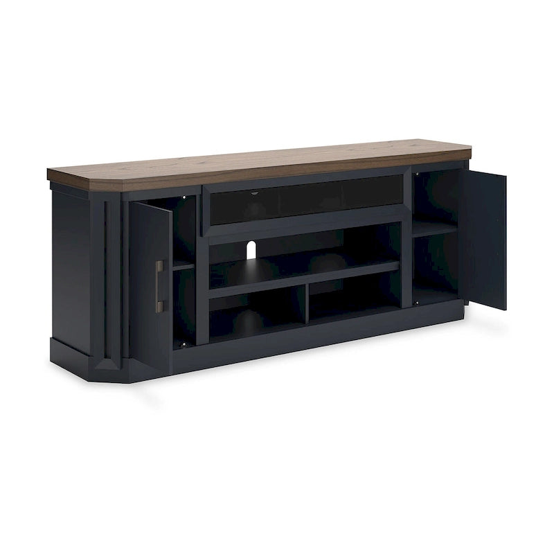 Meuble TV marron et bleu, 210 cm