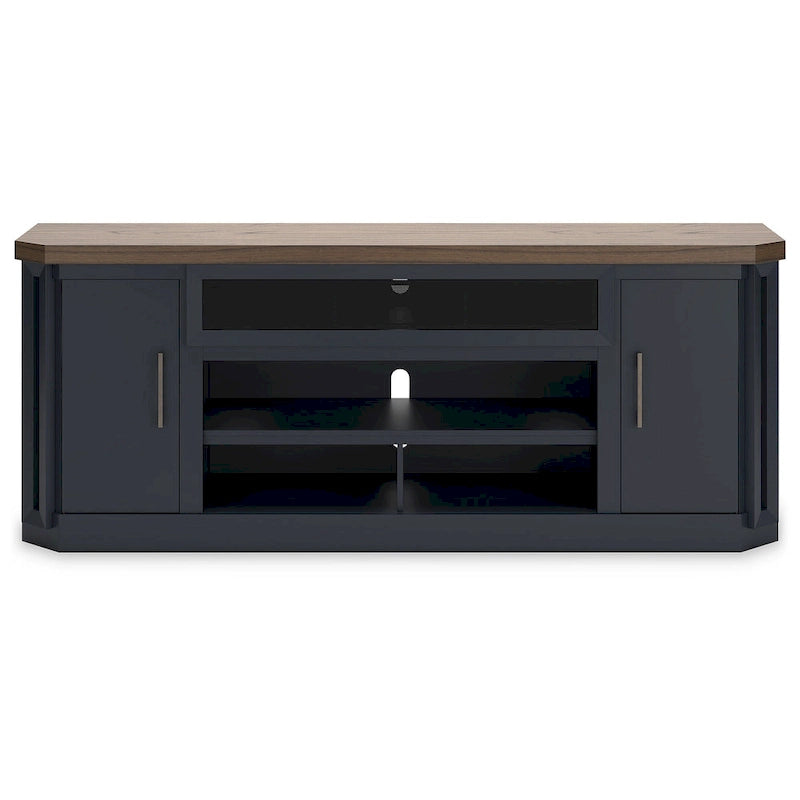 Meuble TV marron et bleu, 210 cm