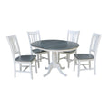 Ensemble table à manger ronde extensible et 4 chaises blanc/gris chiné, 4 places
