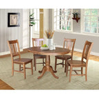 Ensemble table à manger ronde extensible et 4 chaises blanc/gris chiné, 4 places