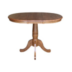 Ensemble table à manger ronde extensible et 4 chaises blanc/gris chiné, 4 places