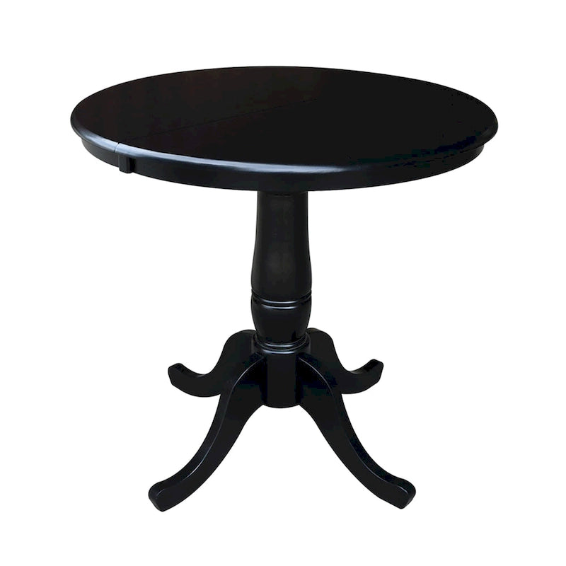 Ensemble table à manger ronde extensible et 4 chaises blanc/gris chiné, 4 places