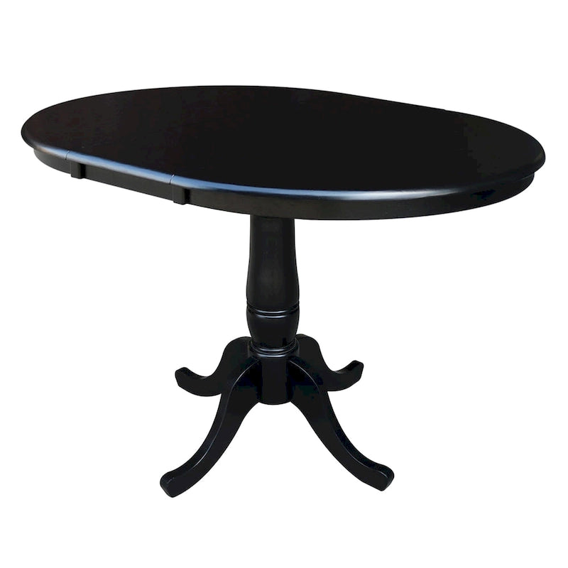Ensemble table à manger ronde extensible et 4 chaises blanc/gris chiné, 4 places