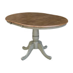 Ensemble table à manger ronde extensible et 4 chaises blanc/gris chiné, 4 places