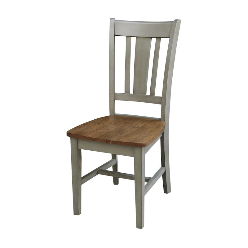 Ensemble table à manger ronde extensible et 4 chaises blanc/gris chiné, 4 places
