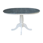 Ensemble table à manger ronde extensible et 4 chaises blanc/gris chiné, 4 places