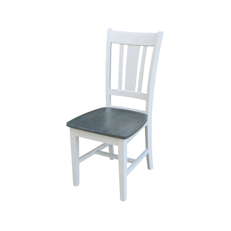 Ensemble table à manger ronde extensible et 4 chaises blanc/gris chiné, 4 places