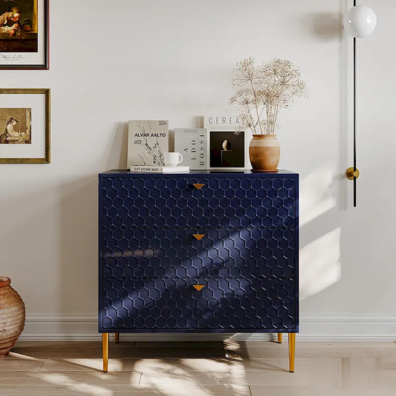 Commode à 3 tiroirs noire / blanche / bleue / verte