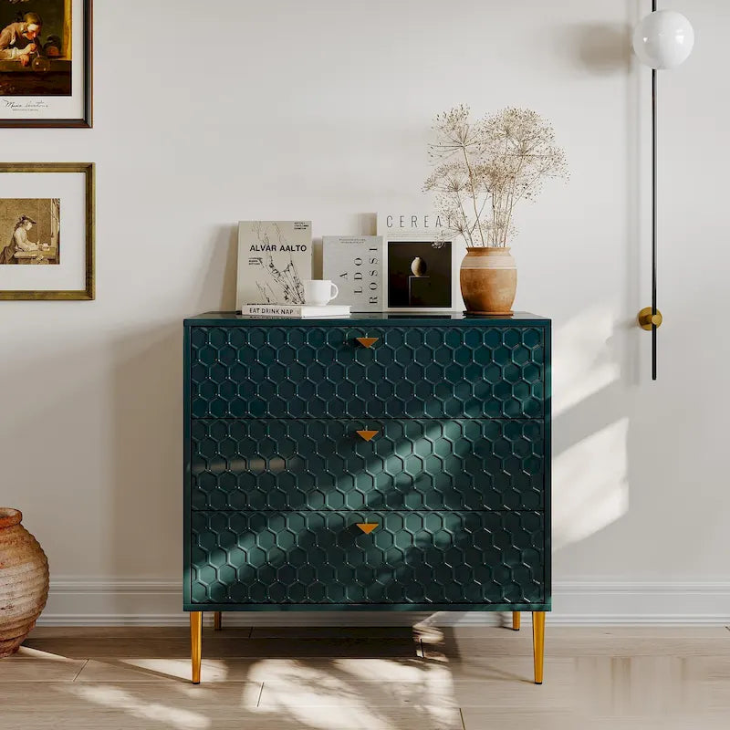 Commode à 3 tiroirs noire / blanche / bleue / verte