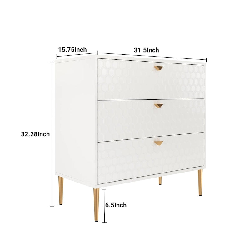 Commode à 3 tiroirs noire / blanche / bleue / verte