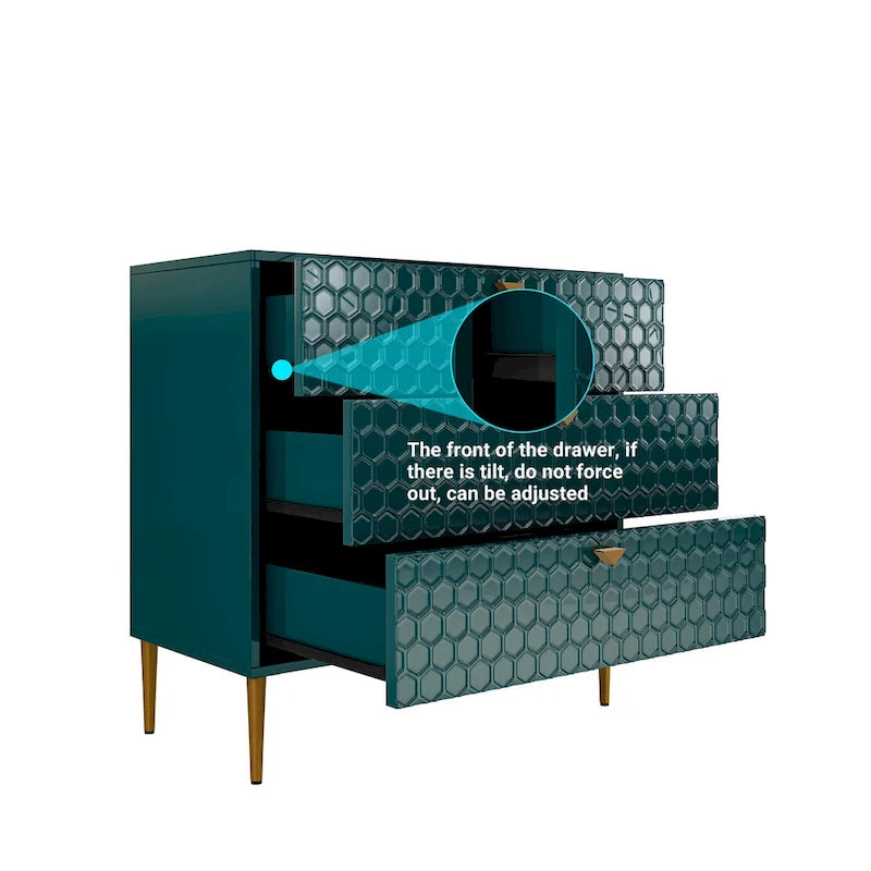 Commode à 3 tiroirs noire / blanche / bleue / verte