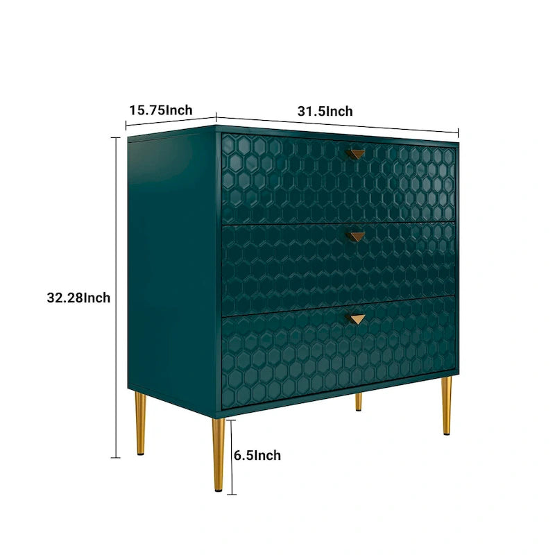 Commode à 3 tiroirs noire / blanche / bleue / verte