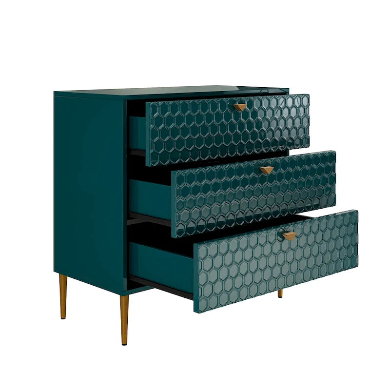 Commode à 3 tiroirs noire / blanche / bleue / verte