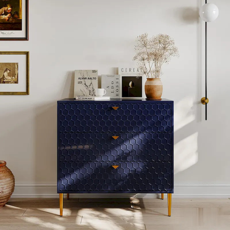 Commode à 3 tiroirs noire / blanche / bleue / verte