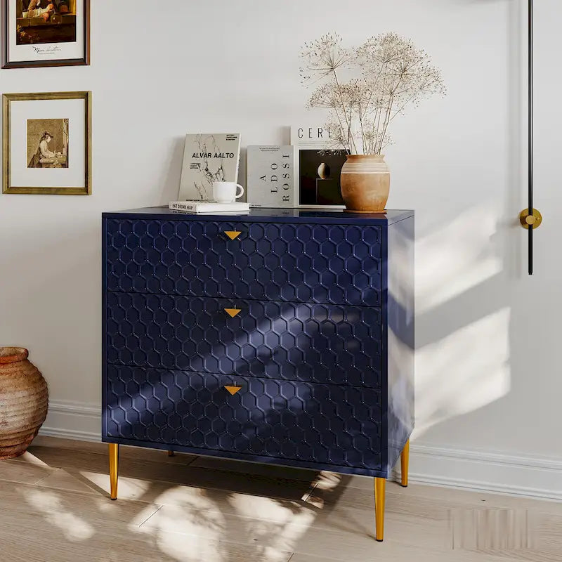 Commode à 3 tiroirs noire / blanche / bleue / verte
