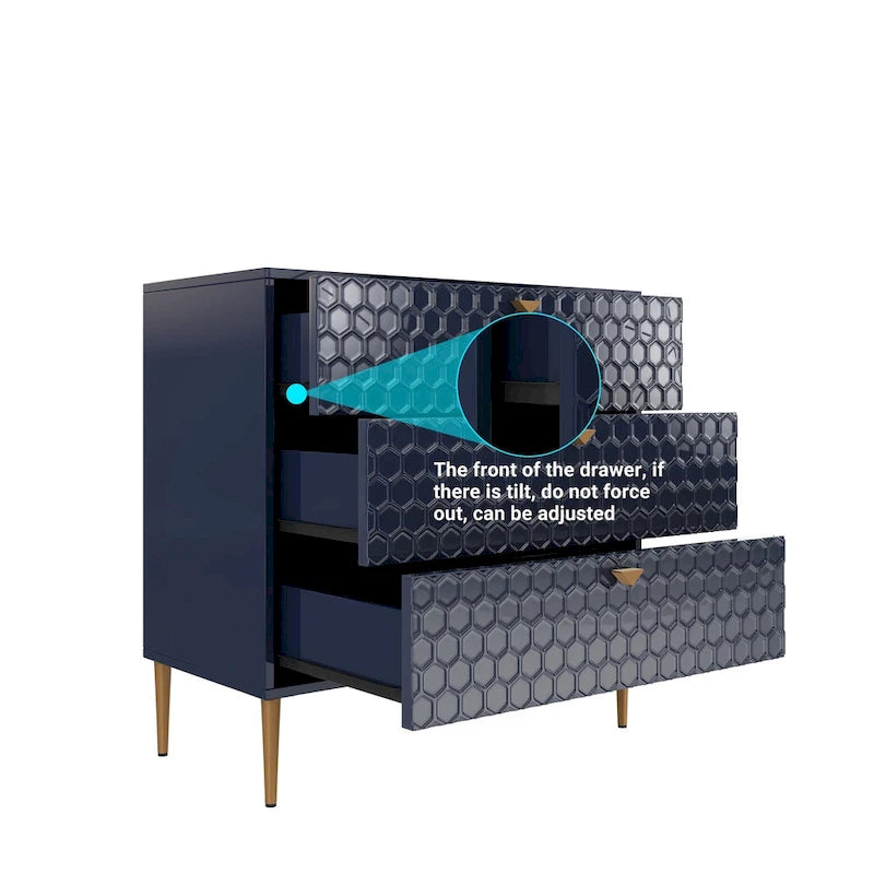 Commode à 3 tiroirs noire / blanche / bleue / verte