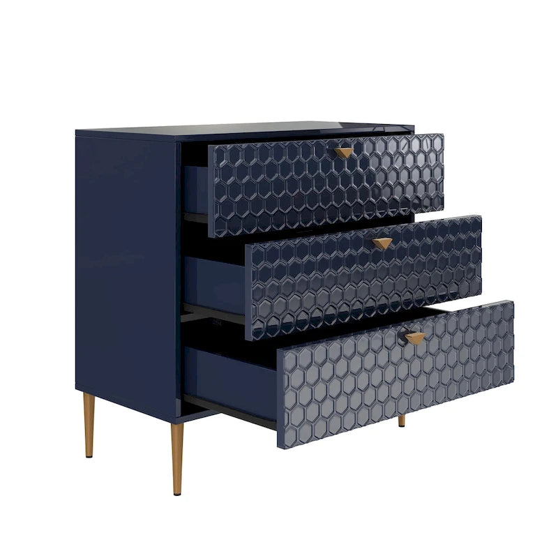 Commode à 3 tiroirs noire / blanche / bleue / verte