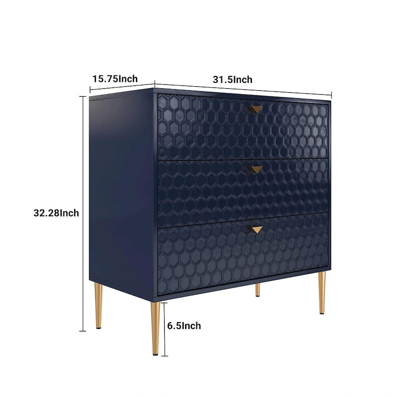 Commode à 3 tiroirs noire / blanche / bleue / verte