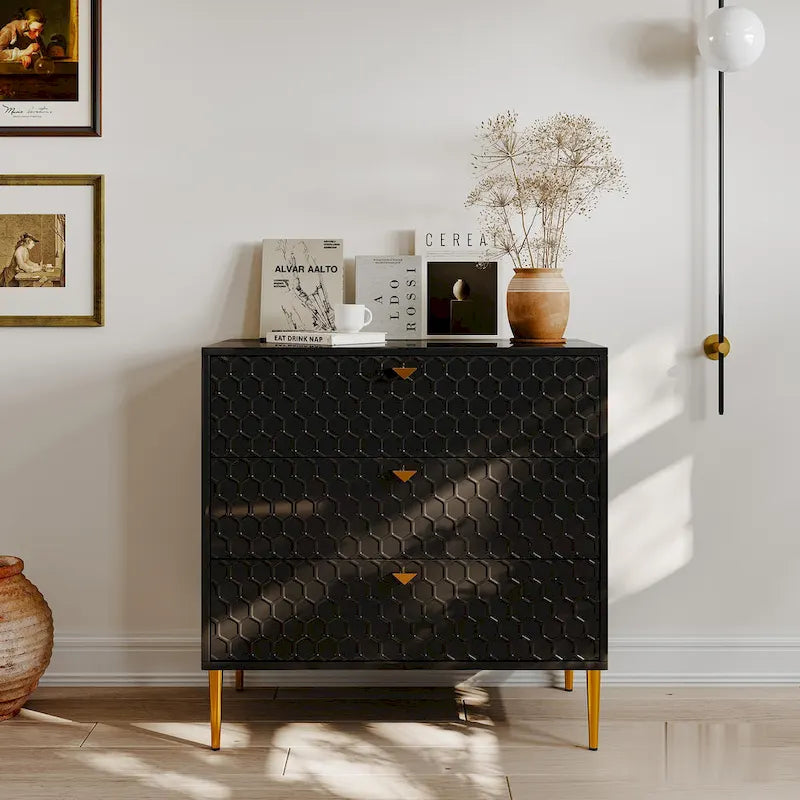 Commode à 3 tiroirs noire / blanche / bleue / verte