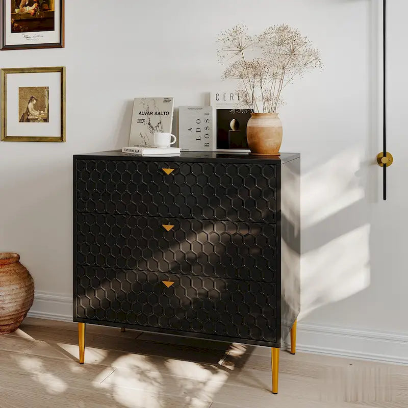 Commode à 3 tiroirs noire / blanche / bleue / verte