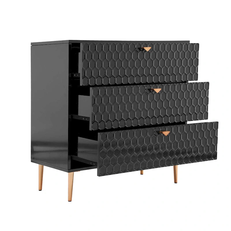 Commode à 3 tiroirs noire / blanche / bleue / verte
