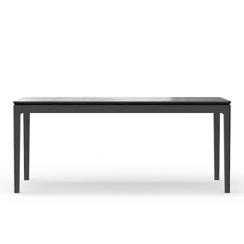 Table à manger rectangulaire vintage en bois massif noir, 8 places