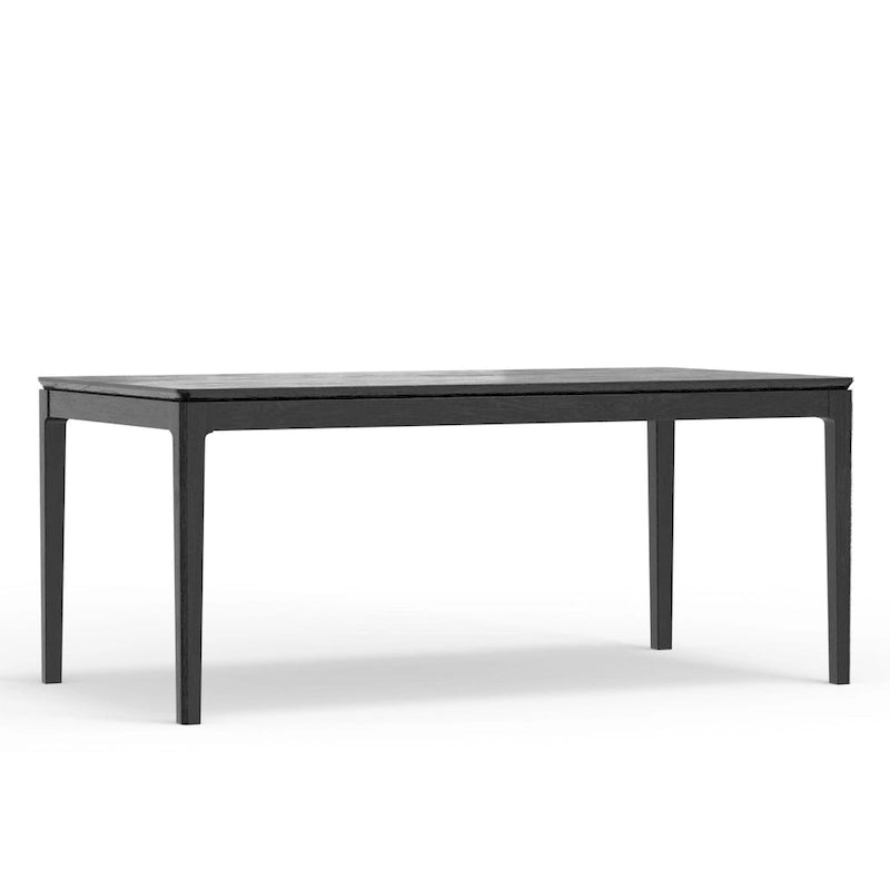 Table à manger rectangulaire vintage en bois massif noir, 8 places
