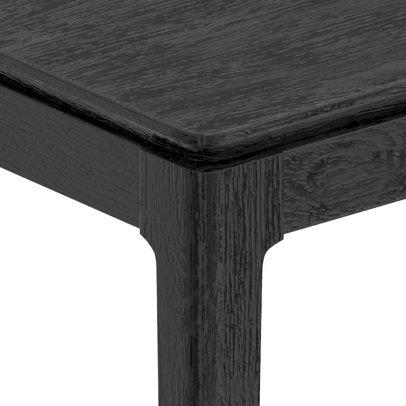 Table à manger rectangulaire vintage en bois massif noir, 8 places