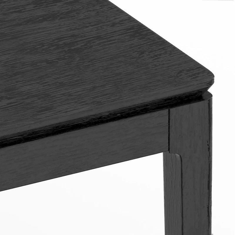 Table à manger rectangulaire vintage en bois massif noir, 8 places