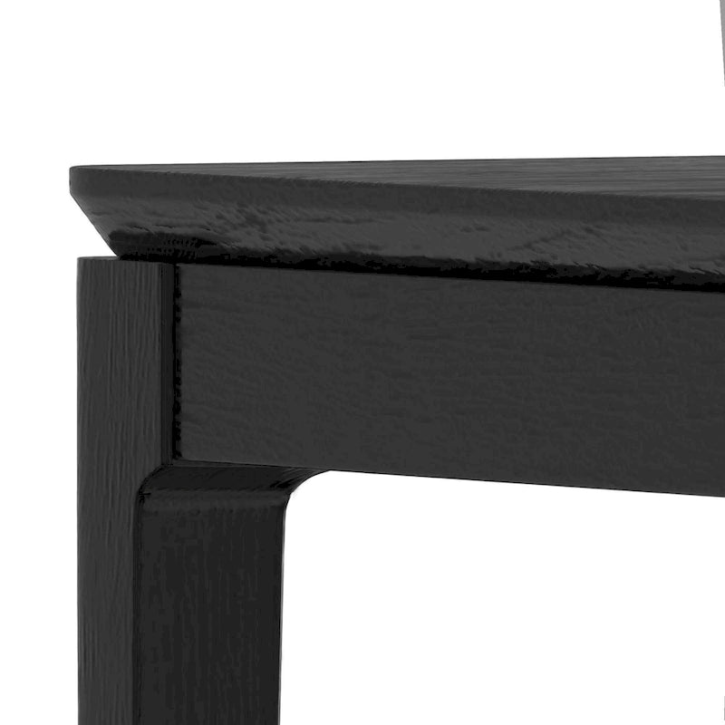 Table à manger rectangulaire vintage en bois massif noir, 8 places