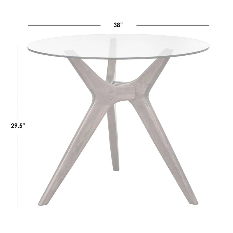 Table de salle à manger ronde en verre et noyer, 4 places