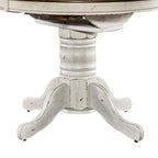 Table de salle à manger à piètement central, ronde à ovale, miel et blanche, 4 à 6 places