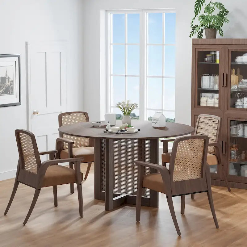 Solid Wood 52 Round Dining Table for 6 People Nordic style - 52*30
