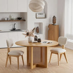 Table de salle à manger ronde – Noir/Bois, 6 places, Style nordique