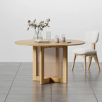 Table de salle à manger ronde – Noir/Bois, 6 places, Style nordique
