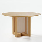 Table de salle à manger ronde – Noir/Bois, 6 places, Style nordique