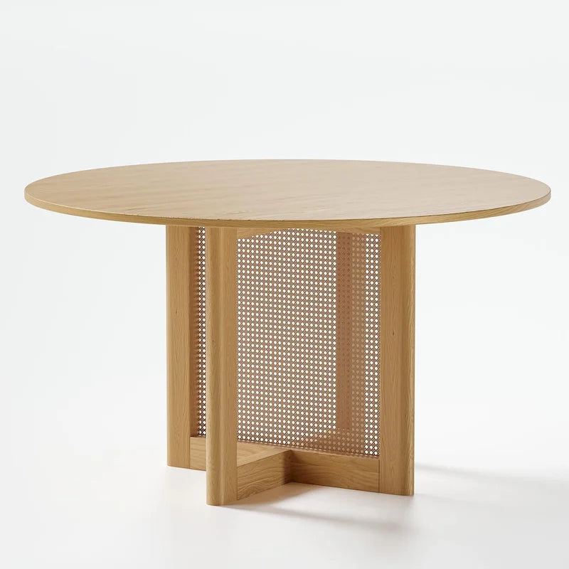 Table de salle à manger ronde – Noir/Bois, 6 places, Style nordique