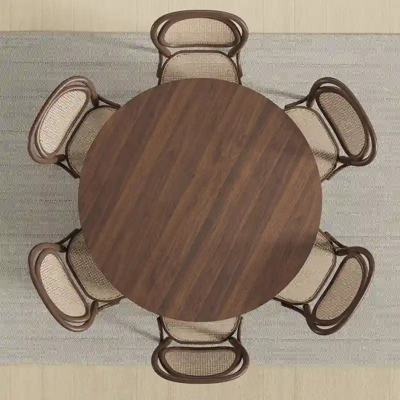 Table de salle à manger ronde – Noir/Bois, 6 places, Style nordique