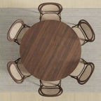 Table de salle à manger ronde – Noir/Bois, 6 places, Style nordique