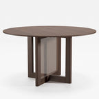 Table de salle à manger ronde – Noir/Bois, 6 places, Style nordique